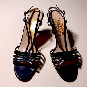 Salvatore Ferragamo Black Strappy Heels